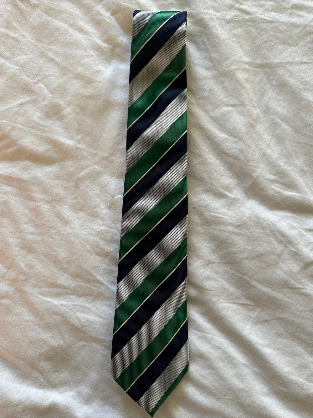 Banana Republic Striped Green, Navy & Gray Men’s Silk Tie